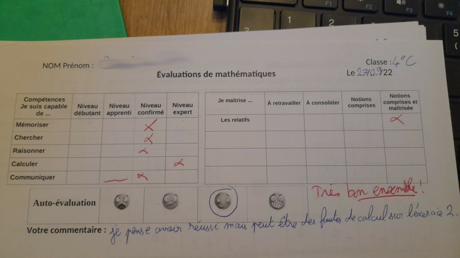 Auto-évaluation, donner la parole aux élèves en contrôle pour une ...