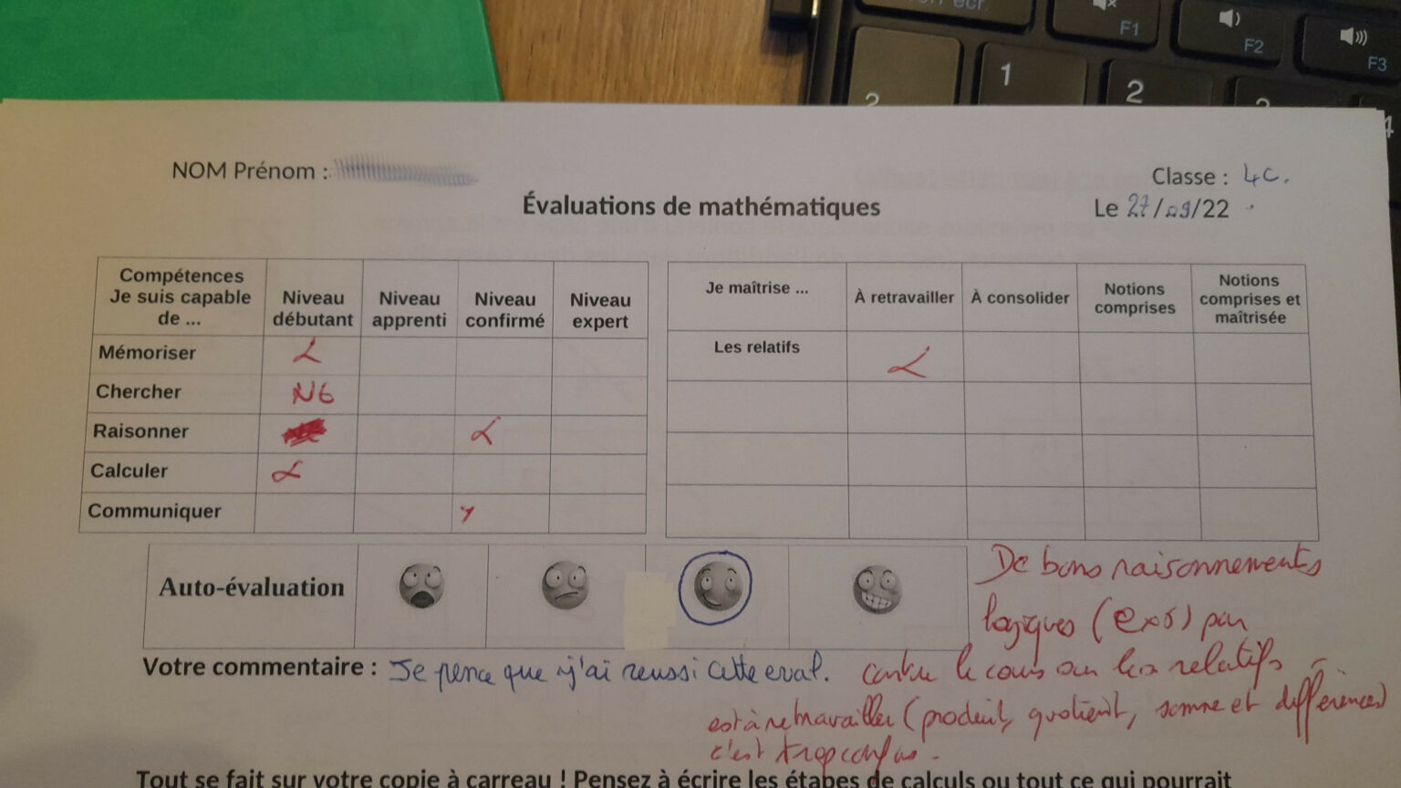 Auto-évaluation, donner la parole aux élèves en contrôle pour une ...